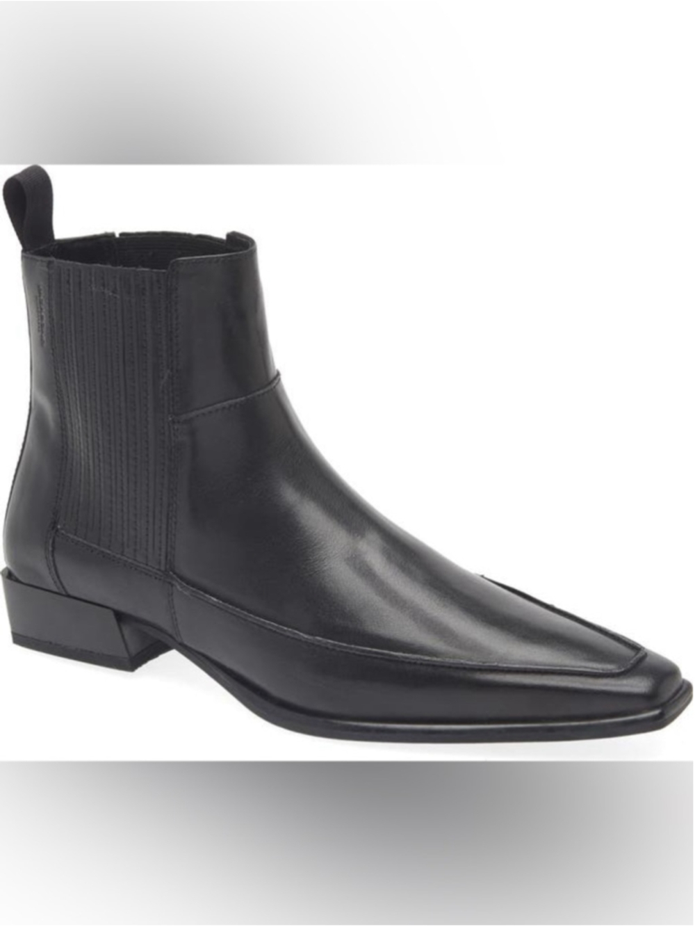 Vagabond Nella Black Leather Ankle Boots Chelsea Square Toe Size EU 37 Western